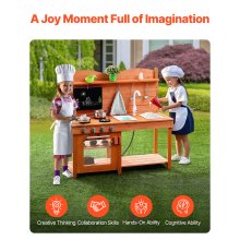 VEVOR Wooden Mud Kitchen Outdoor Toy Play Kitchen Set for Kids Pretend Playset