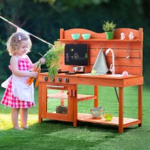 Wooden Mud Kitchen Outdoor Toy Play Kitchen Set for Kids Pretend Playset