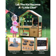 Wooden Mud Kitchen Outdoor Toy Play Kitchen Set for Kids Pretend Playset