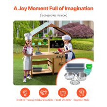 VEVOR Wooden Mud Kitchen Outdoor Toy Play Kitchen Set for Kids Pretend Playset