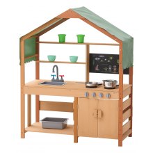 VEVOR Wooden Mud Kitchen Outdoor Toy Play Kitchen Set for Kids Pretend Playset