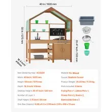 Wooden Mud Kitchen Outdoor Toy Play Kitchen Set for Kids Pretend Playset