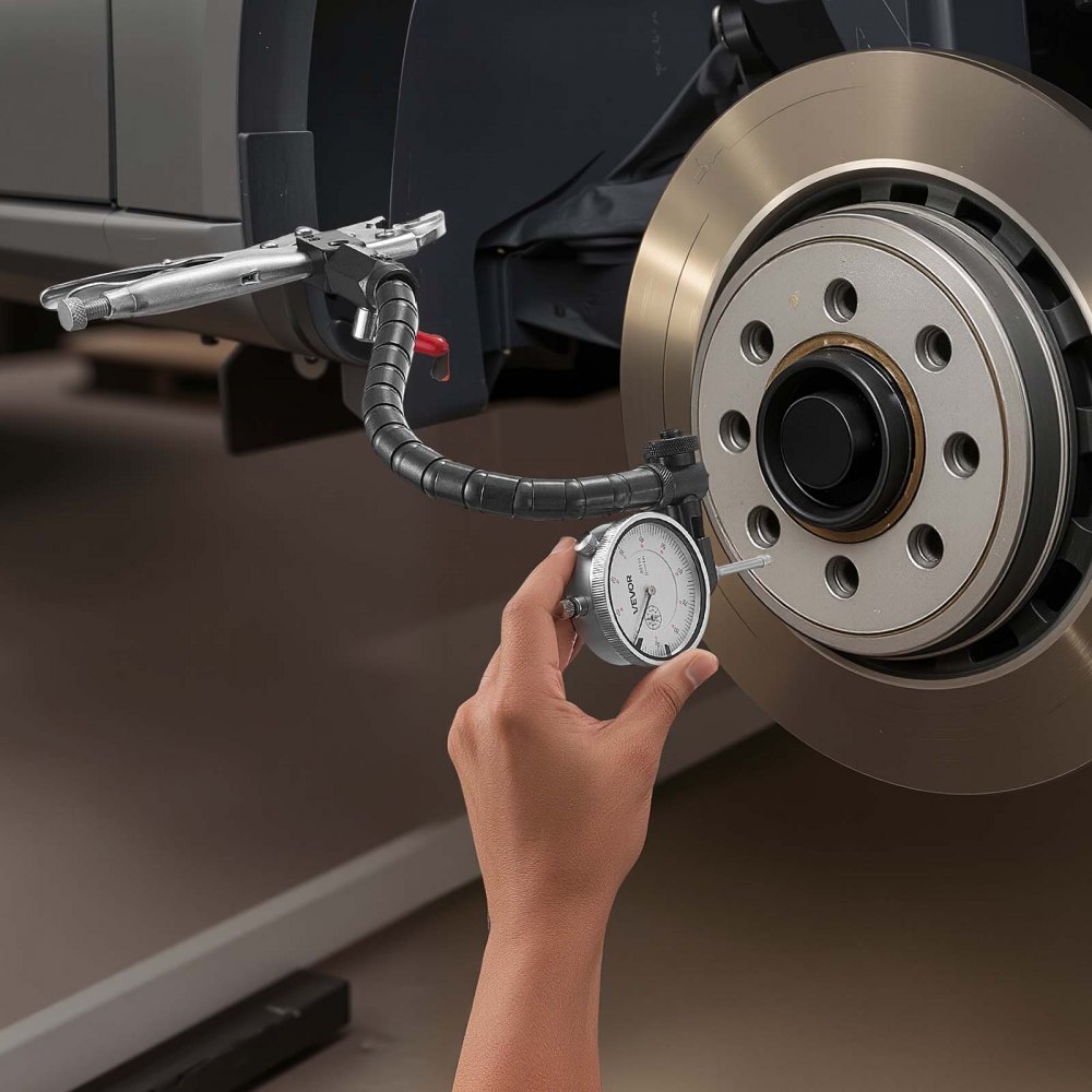 VEVOR Dial Test Indicator with 360° Flexible Arm and 360° Locking Pliers, 0.03 mm Accuracy, 0-25.4mm Range, Professional for Machine Set-Up, Narrow Area Measurement, Storage Case