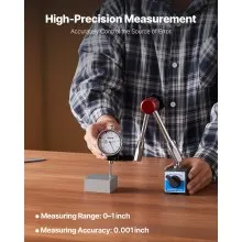 VEVOR Dial Test Indicator with Magnetic Flexible Base Stand, 0.001 inch Accuracy, 0-1 inch Range, Fine Adjustable Long Arm, Professional for Machine Set-Up, Narrow Area Measurement, Easy to Read