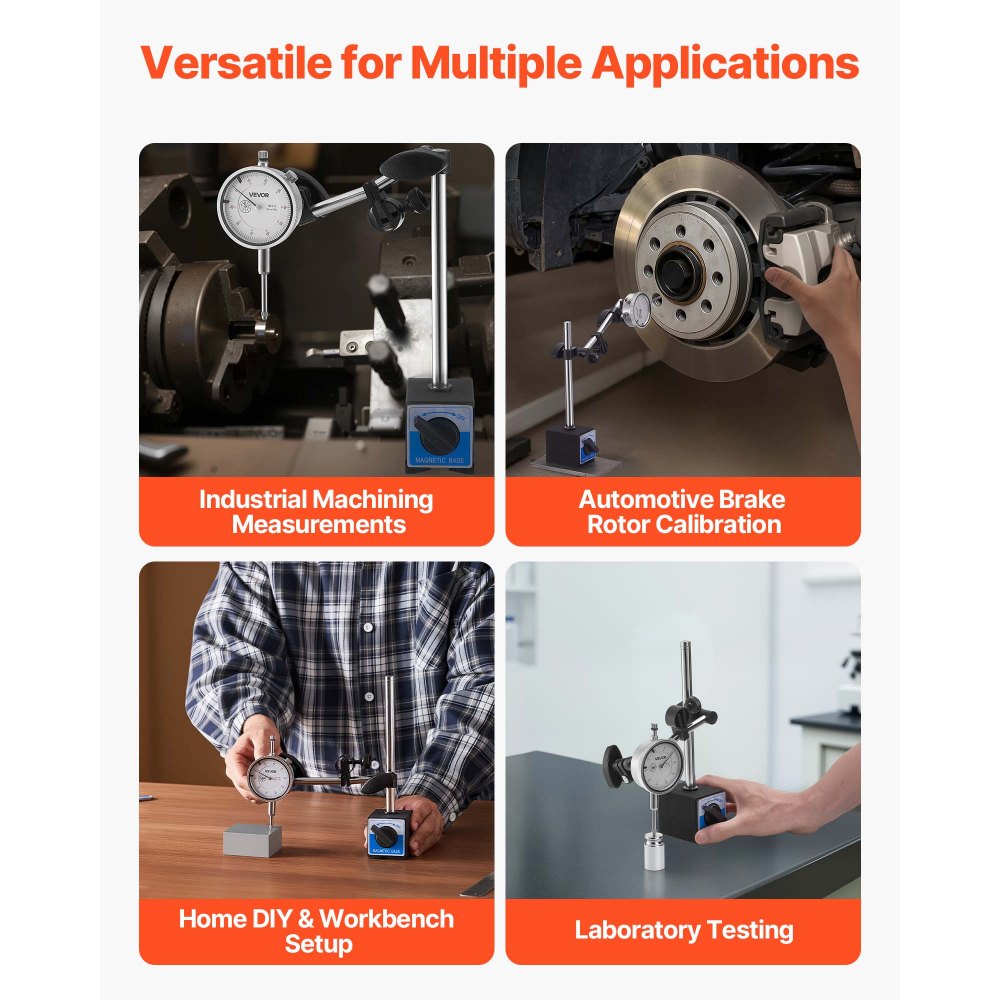 VEVOR Dial Test Indicator, 0.03 mm Accuracy, 0-25.4mm Measuring Range, Easy to Read Large Dial, Professional for Internal Diameter Measurement, Runout Detection, Flatness Inspection