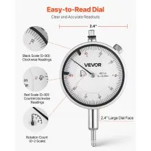 VEVOR Dial Test Indicator and Bore Gauge Measuring Tool Set, Dial Indicator 0.001 inch Accuracy, 2-6 inch Bore Range with Rod, Storage Case, Anvils for Industrial Machining Measurements