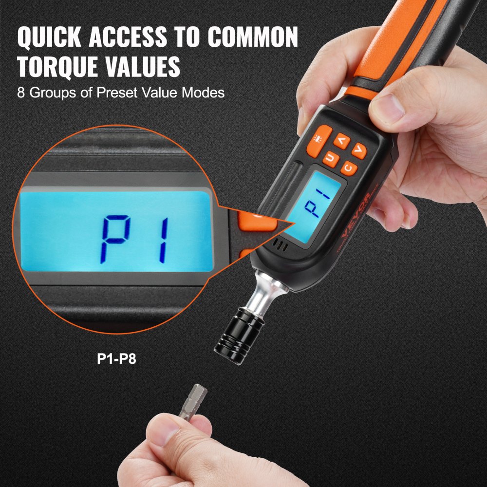 VEVOR Digital Torque Screwdriver, 1/4" Drive Screwdriver Torque Wrench, Electrician Torque Screwdriver with LCD, 2.65-70.67 in-lbs Torque Range, 0.01 N.m Increment Torque Screwdriver with Bits & Case