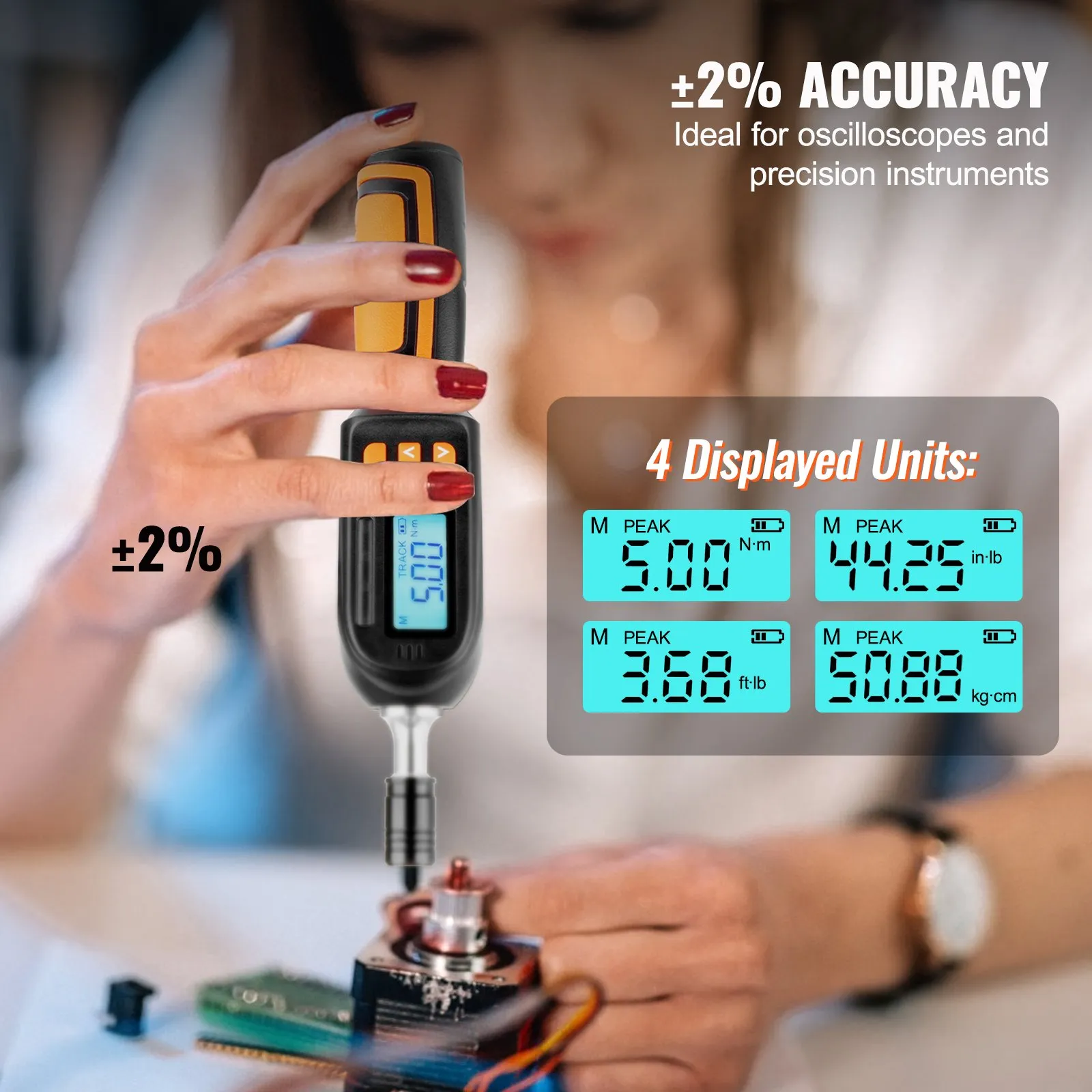 VEVOR Digital Torque Screwdriver, 1/4" Drive Screwdriver Torque Wrench, Electrician Torque Screwdriver with LCD, 2.65-70.67 in-lbs Torque Range, 0.01 N.m Increment Torque Screwdriver with Bits & Case