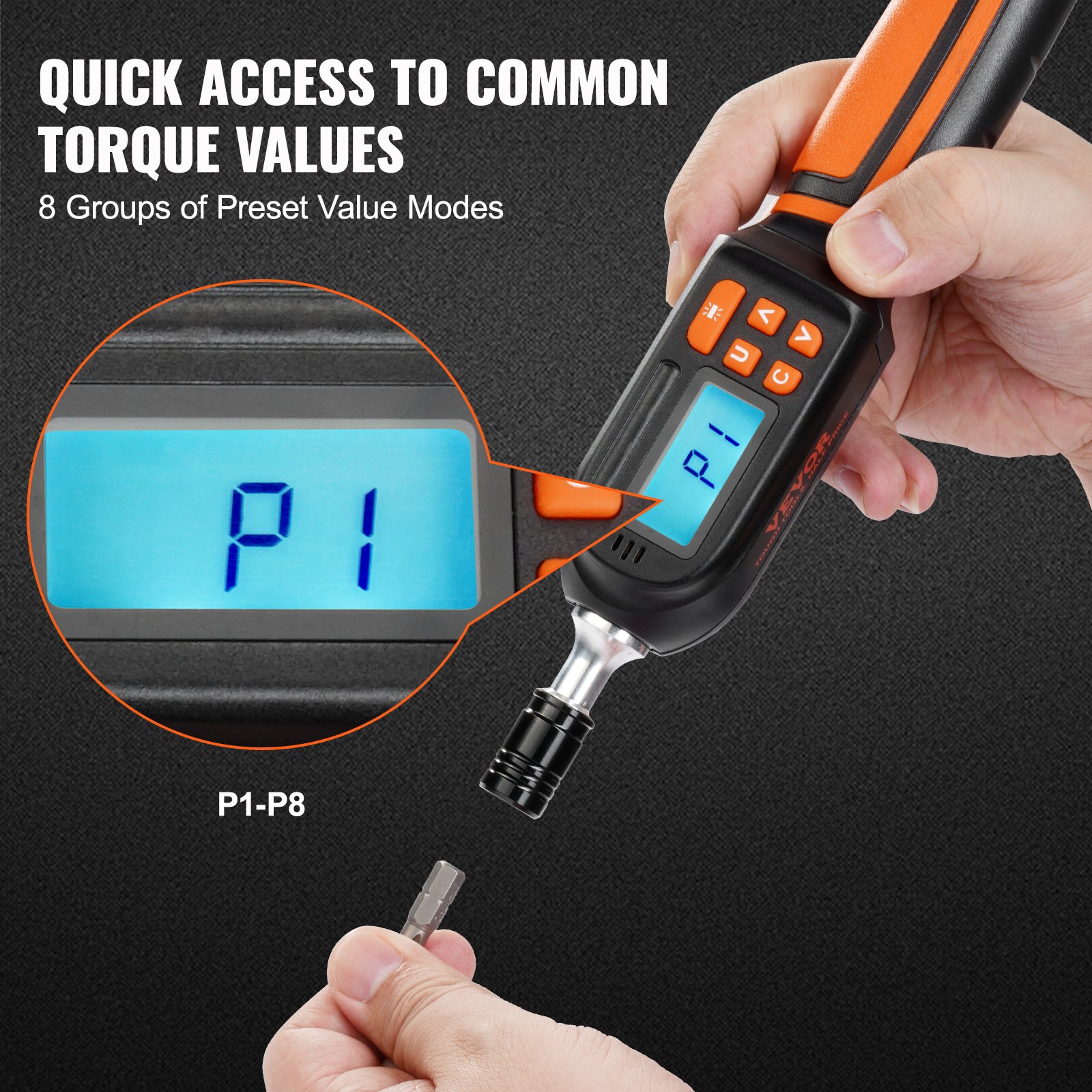 VEVOR Digital Torque Screwdriver, 1/4" Drive Screwdriver Torque Wrench, Electrician Torque Screwdriver with LCD, 2.65-70.67 in-lbs Torque Range, 0.01 N.m Increment Torque Screwdriver with Bits & Case