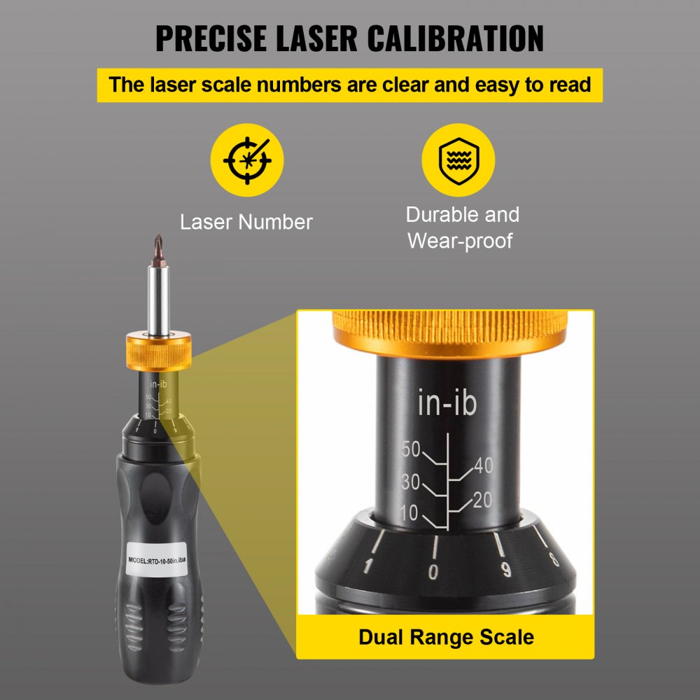 VEVOR Optics Torque Wrench Mounting Kit Handheld Torque Limiting Screwdriver 10-50 in-lbs-1in-lbs