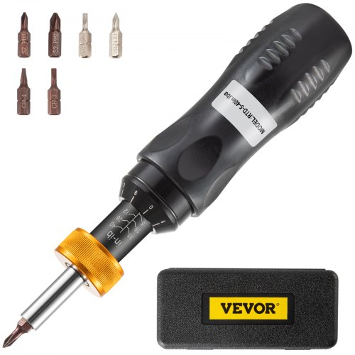 VEVOR Torque Screwdriver, 1/4" Drive Screwdriver Torque Wrench, Torque Screwdriver Electrician 5-40 in/lbs Torque Range Accurate to ±5%, Adjustable inch Pound Torque Screwdriver with Bits & Case