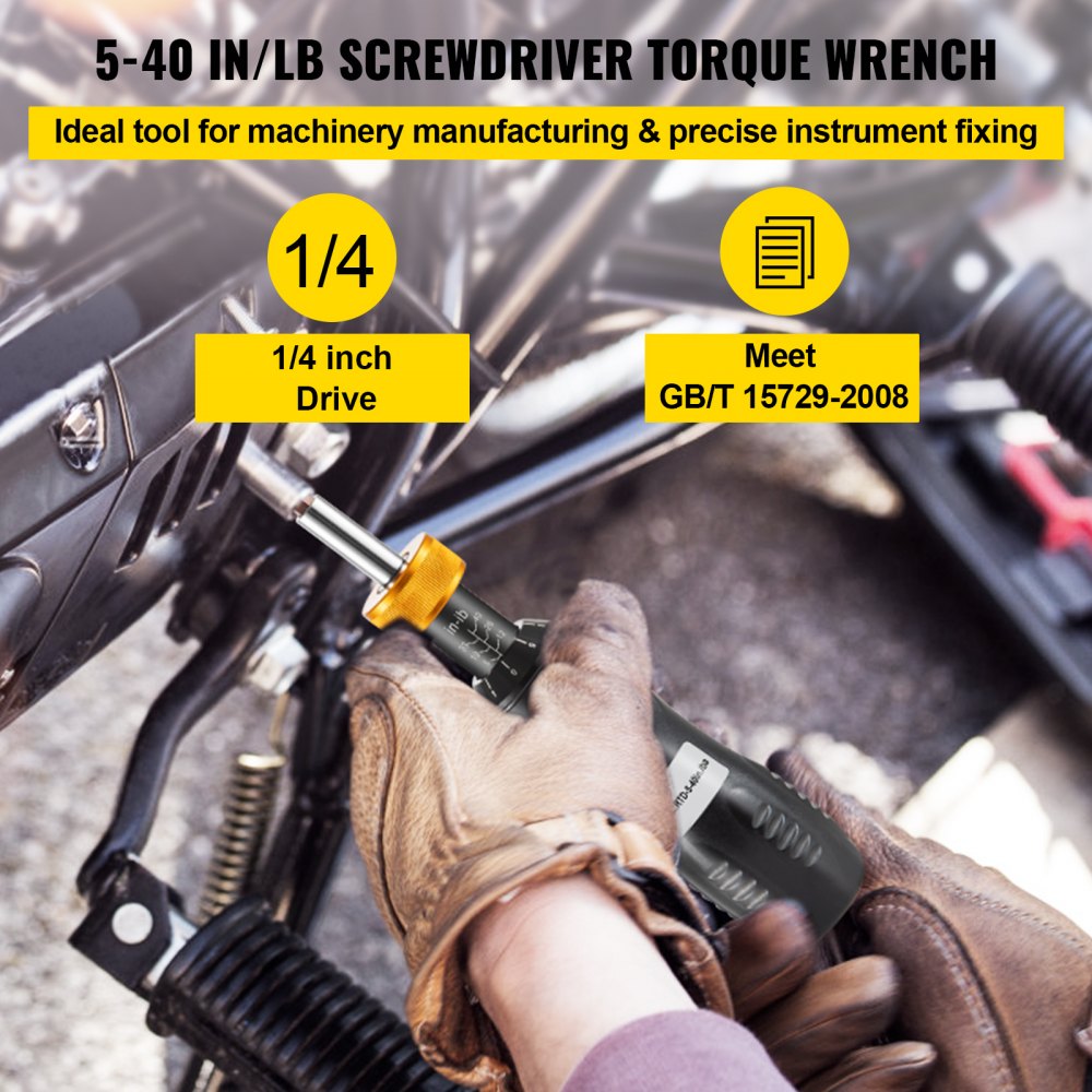 VEVOR Torque Screwdriver, 1/4" Drive Screwdriver Torque Wrench, Torque Screwdriver Electrician 5-40 in/lbs Torque Range Accurate to ±5%, Adjustable inch Pound Torque Screwdriver with Bits & Case