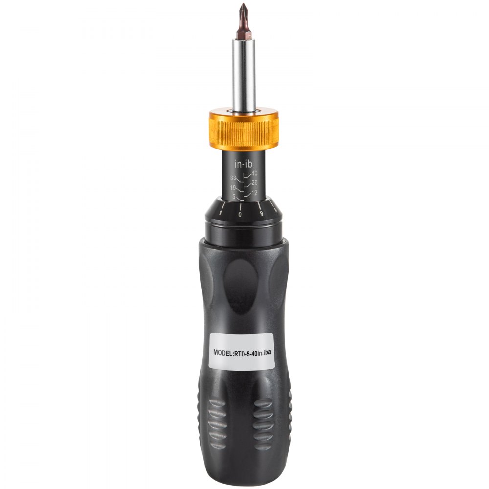 VEVOR Torque Screwdriver, 1/4" Drive Screwdriver Torque Wrench, Torque Screwdriver Electrician 5-40 in/lbs Torque Range Accurate to ±5%, Adjustable inch Pound Torque Screwdriver with Bits & Case