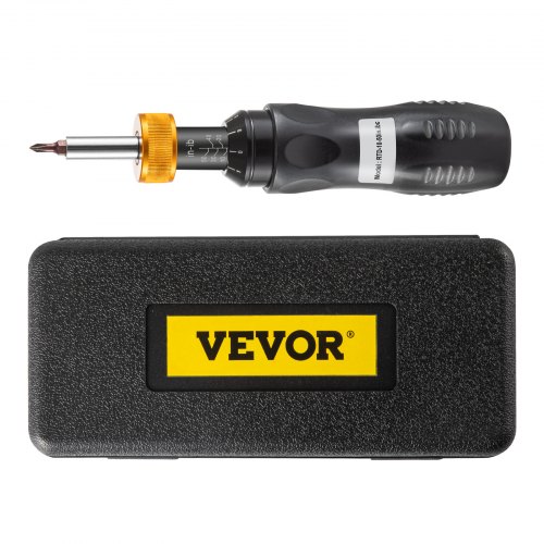 VEVOR Torque Screwdriver, 1/4" Drive Screwdriver Torque Wrench, Torque Screwdriver Electrician 10-50 in/lbs Torque Range Accurate to ±5%, 1/4 to 1/2 Conversion Head with Bits & Case