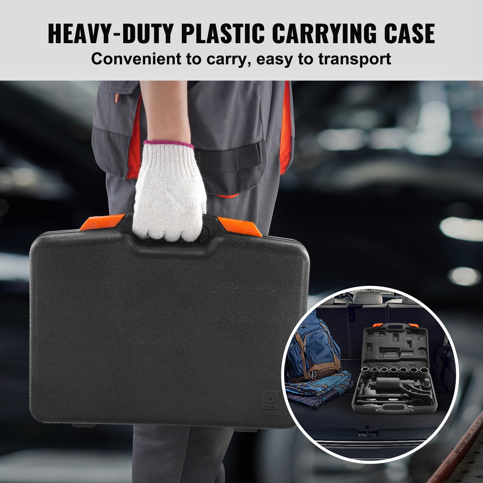 heavy-duty plastic case for VEVOR torque multiplier, easy to carry, convenient for transport.