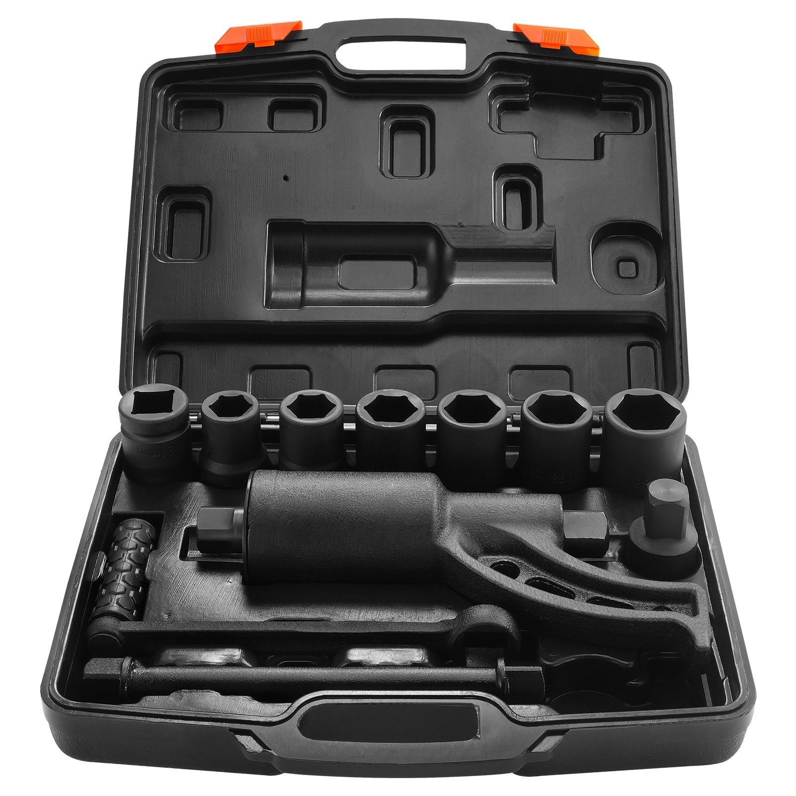 VEVOR torque multiplier wrench set in a black hard case with multiple socket sizes.