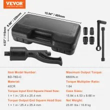VEVOR Torque Multiplier, Heavy Duty Torque Multiplier Wrench Set, 1 Inch Drive Lug Nut Wrench Torque Multiplier, 1:64 6800N.m Lug Nut Remover, with 4 Sockets and Storage Case for Truck Trailer RV