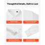 VEVOR Men's Button Up Shirt, Mens Long Sleeve Wrinkle-free Button Down Dress Shirts, Slim Fit Soft Stretch Fabric for Business Casual or Formal, Work, Wedding, Dinner, White