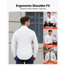 Camisa VEVOR para hombre, manga larga, antiarrugas, informal, de negocios, color blanco