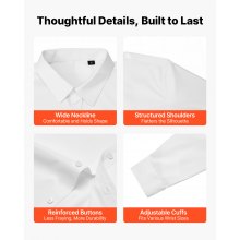 Camisa VEVOR para hombre, manga larga, antiarrugas, informal, de negocios, color blanco