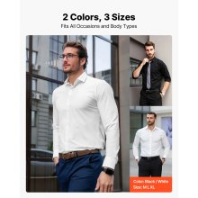 Camisa VEVOR para hombre, manga larga, antiarrugas, informal, de negocios, color blanco