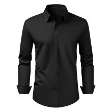 Camisa VEVOR para hombre, manga larga, antiarrugas, informal, de negocios, color negro
