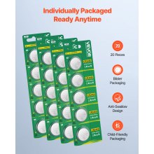 Pilas de litio CR2450 (paquete de 4), 3 voltios, 600 mAh, de larga duración, tipo moneda y botón, 20 unidades