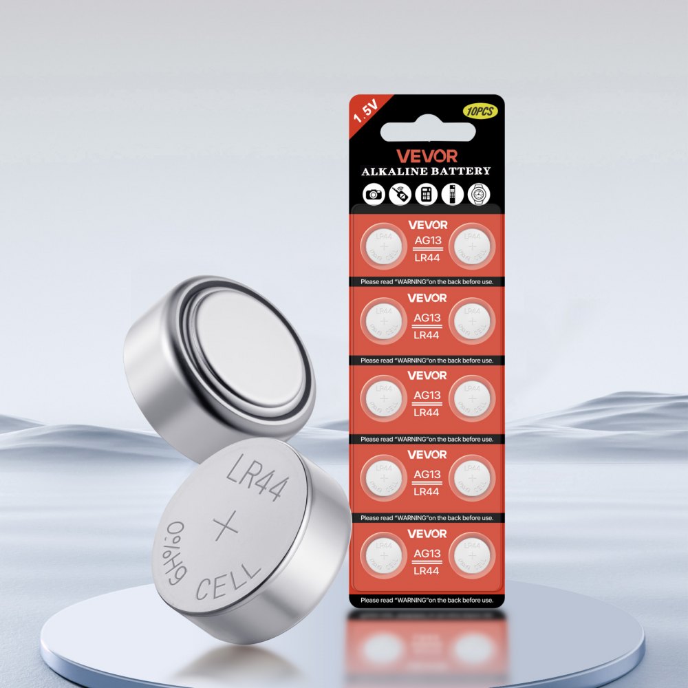 VEVOR Button Cell Battery, 4 Pack (40 Count) LR44 Alkaline Batteries Non-Mercury, AG13 357 303 SR44 Battery 1.5V Button Coin Cell Batteries for Remote Controls, Heart Rate Monitors, and Other Devices