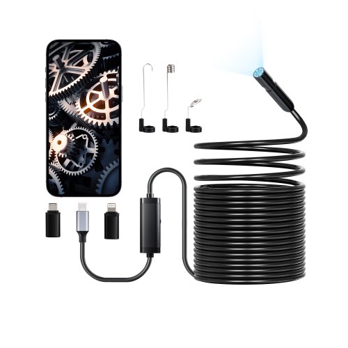 VEVOR Endoscope Camera 1920P HD Borescope for Android & IOS with 49.2FT Cable
