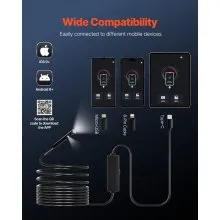 VEVOR Dual Lens Borescope Endoscope Camera for Android IOS & 16.4FT Snake Cable