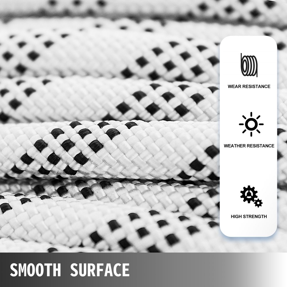 Durable Static Rope10.5mm 50m Robust Nylon Rope White With Black