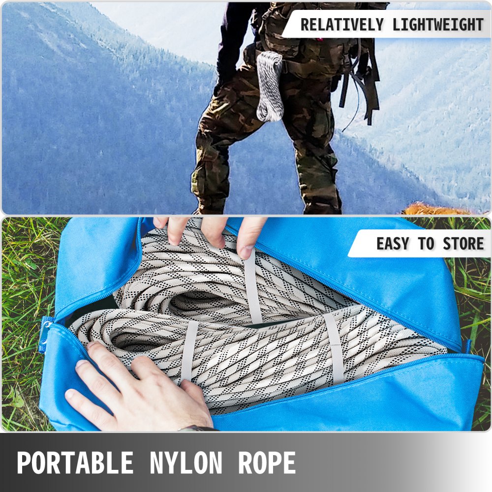 Durable Static Rope10.5mm 50m Robust Nylon Rope White With Black