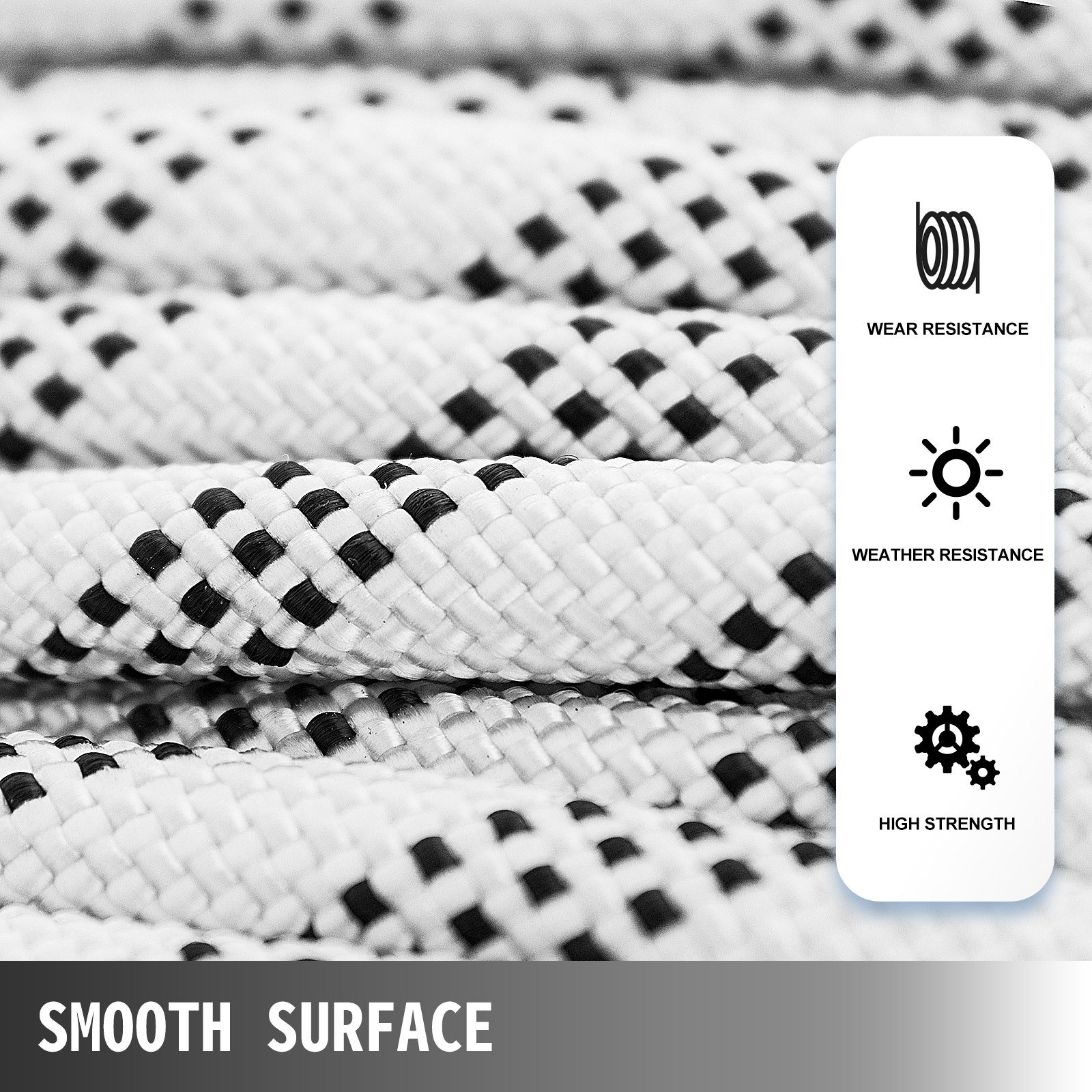 Durable Static Rope10.5mm 50m Robust Nylon Rope White With Black