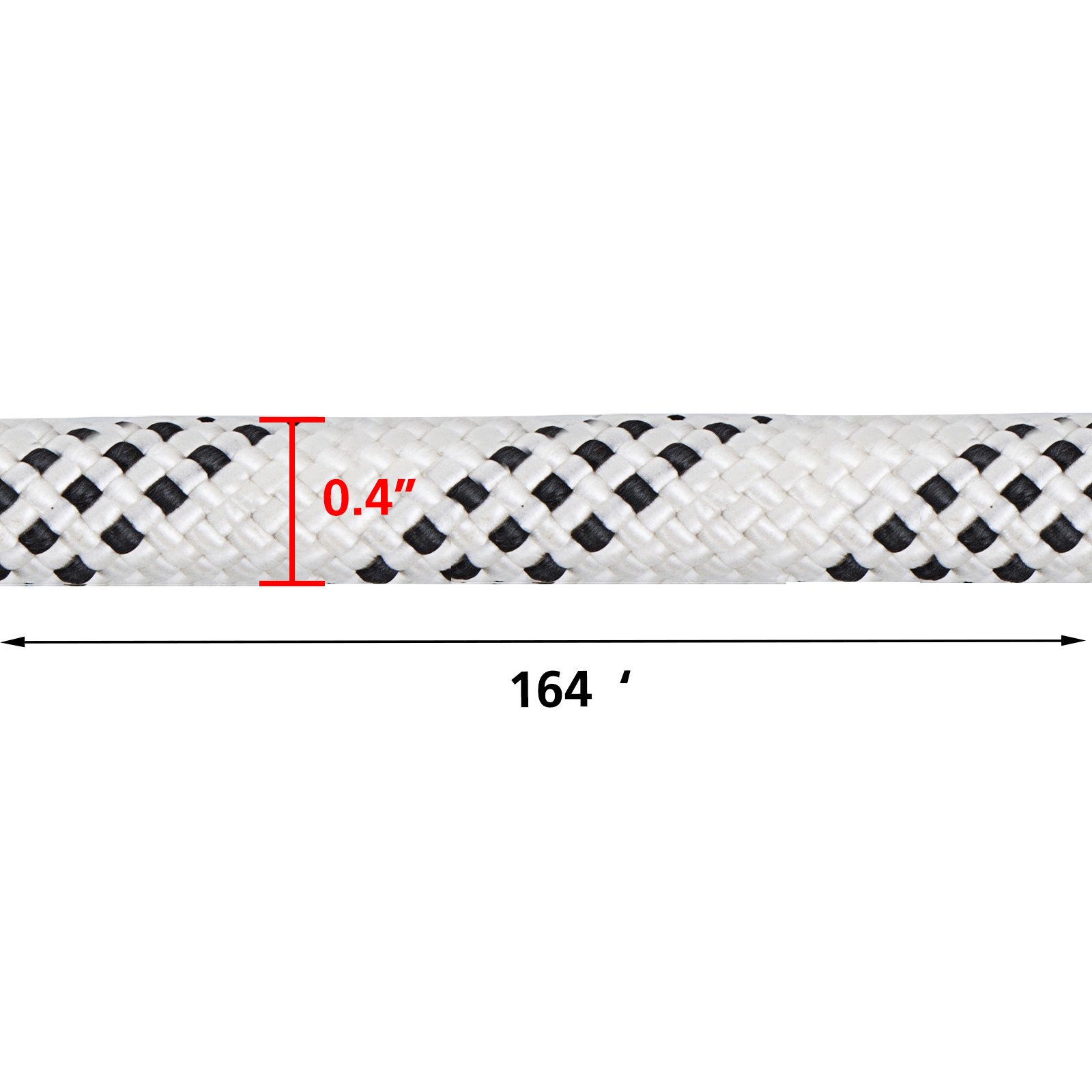 Durable Static Rope10.5mm 50m Robust Nylon Rope White With Black