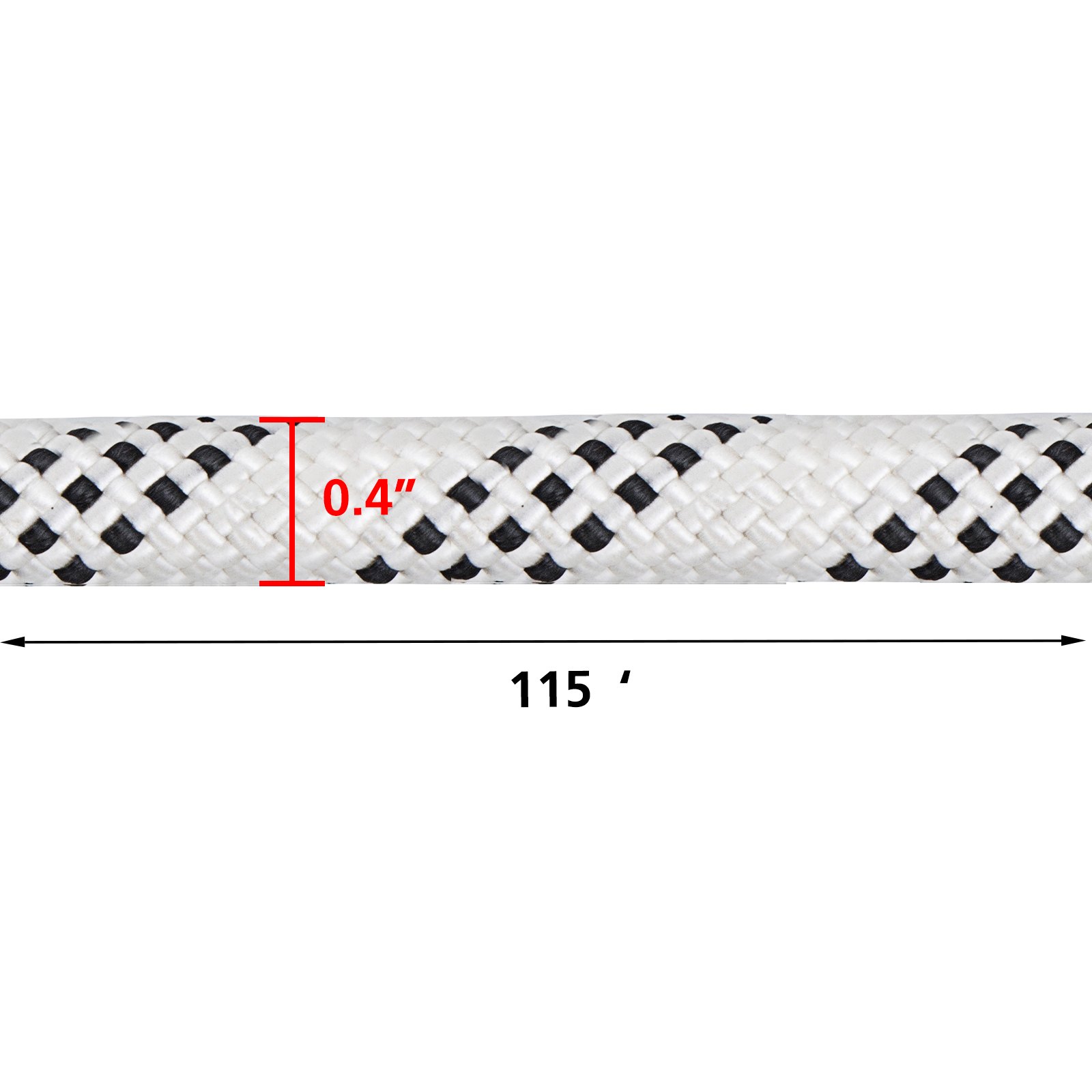 Dynamic Climbing Rope Nylon 35m 9.5mm Climbing White With Black