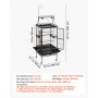 VEVOR Bird Cage, 830 x 790 x 2100 mm, Open Flat Top, Wrought Iron Bird Flight Cage with Perches, Slide-Out Tray, Plastic Feeders, for Cockatiel, Monk Parakeet, Amazon Parrot, African Grey Parrot