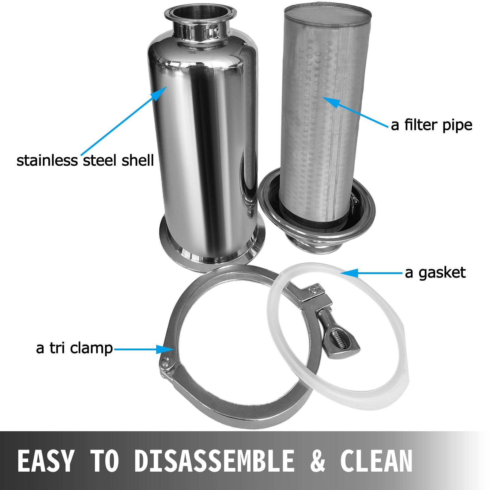 Inline Strainersanitary Filterss304 Tri Clampinline Sanitary Beerfilter