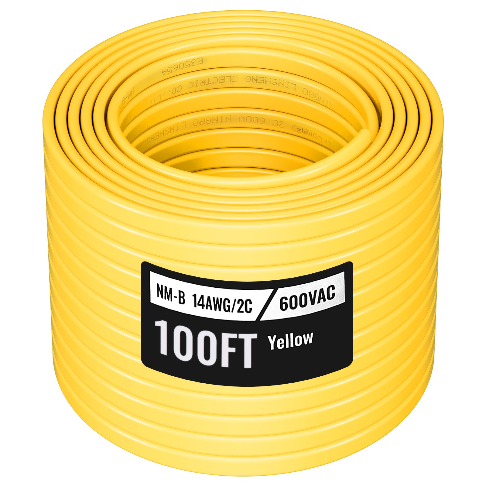 VEVOR NM-B Wire, 14AWG/2C Non-Mettalic Residential Indoor Electrical Wire with Ground, PVC Sheathed High-Purity Copper Core Cable, for Outlets, Switches, Other Loads & Lighting Wiring Project(100 ft)
