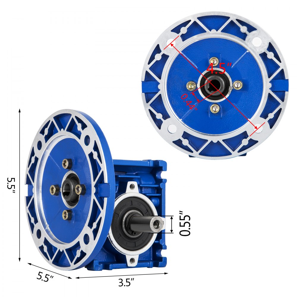 Worm Gear 15:1 63C Speed Reducer Gearbox Dual Output Shaft NMRV030 Aluminum New