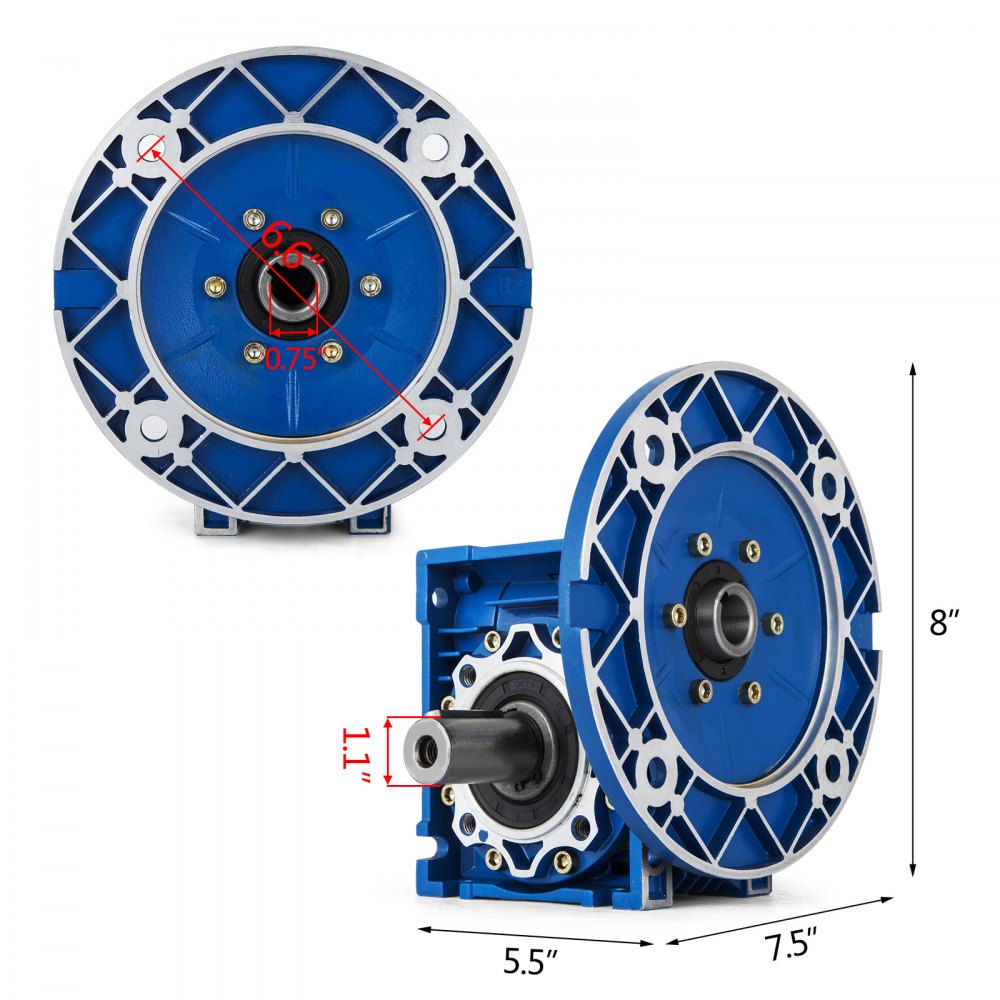 1Set NMRV050 Worm Gear 20:1 80C Speed Reducer Gearbox Dual Output Shaft Aluminum