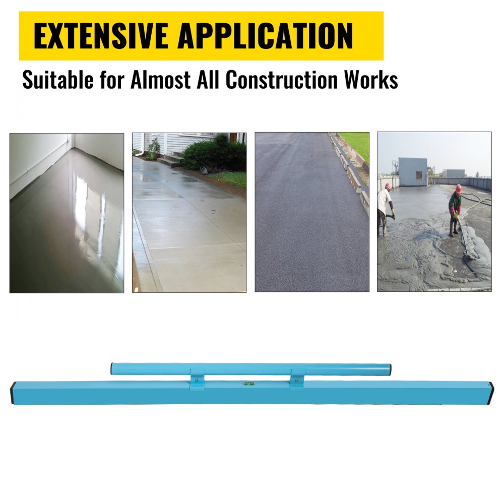 VEVOR Combo Concrete Screed, 72" Aluminum Screed Board, Concrete Screed Tool with Built-in Leveling Vial, Lightweight Concrete Screed Board with Comfortable Handle and Plastic Shovel for Construction