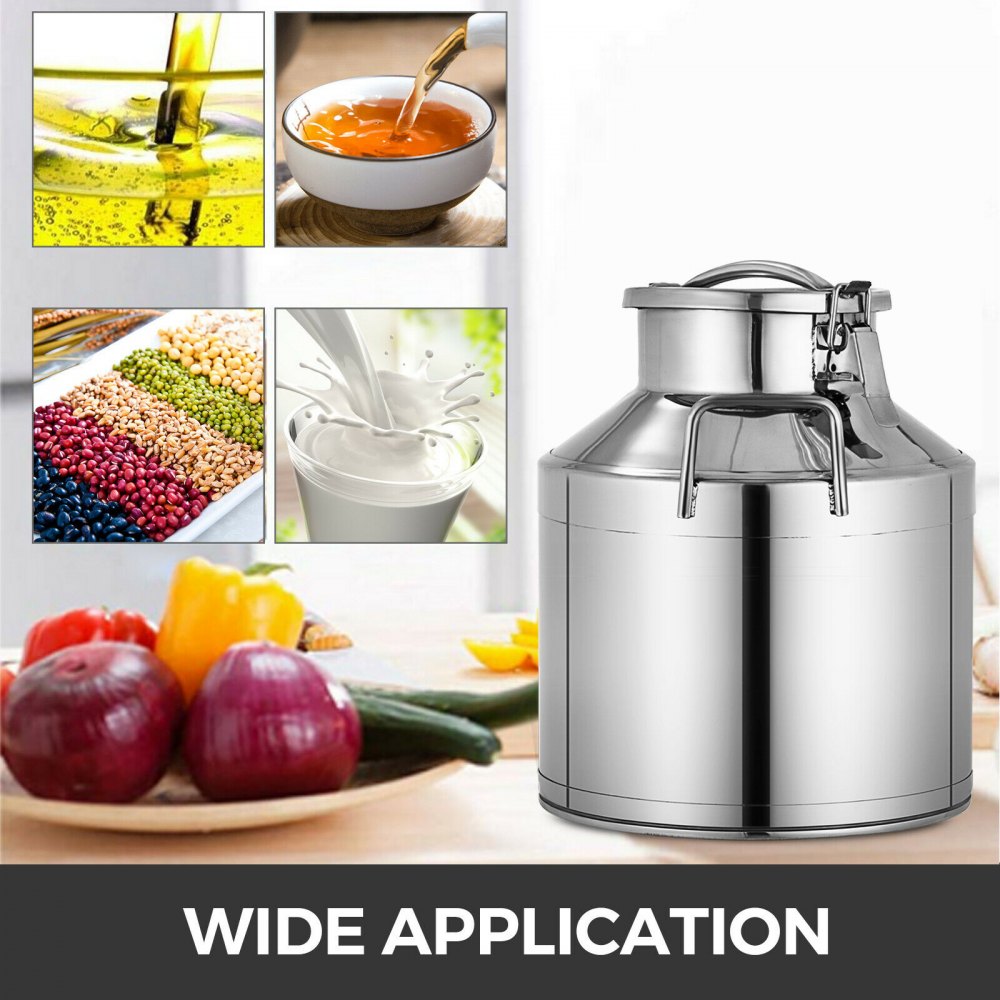 304 Stainless Steel 10L Milk Can Wine Pail Bucket Tote Jug in One-piece