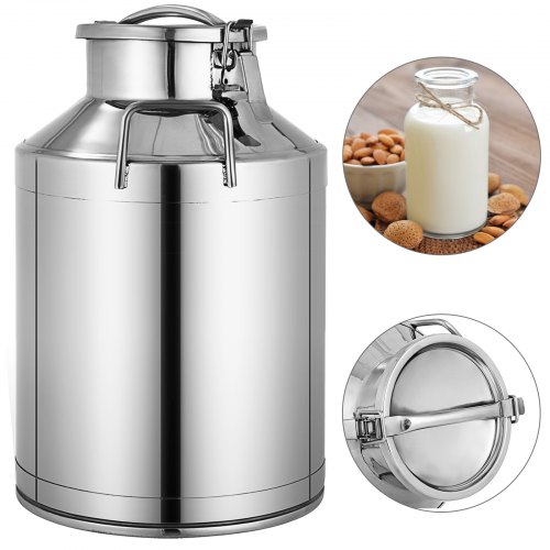 VEVOR 304 Stainless Steel Milk Can 30 Liter Milk bucket Wine Pail Bucket 8 Gallon Milk Can Tote Jug with Sealed Lid Heavy Duty