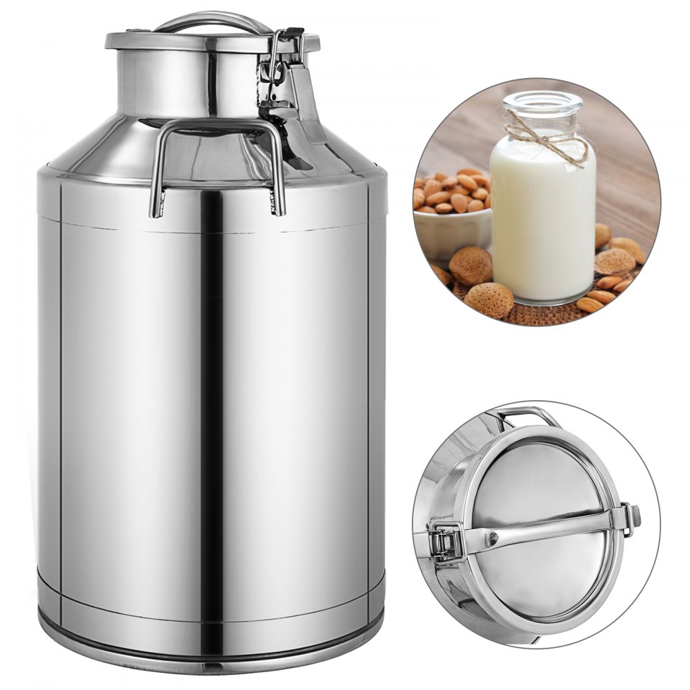 VEVOR 40L Metal Jug Stainless Steel Jar Milk Can Pail Milk Bottle Canister Lid