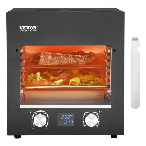 VEVOR Electric Steak Grill, 1800W Smokeless Infrared Electric Broiler, 1450°F Stainless Steel Steak Cooker with 6-Tier Adjustable Rack, Electric Infrared Grill for BBQ, Toast, Grill, Indoor