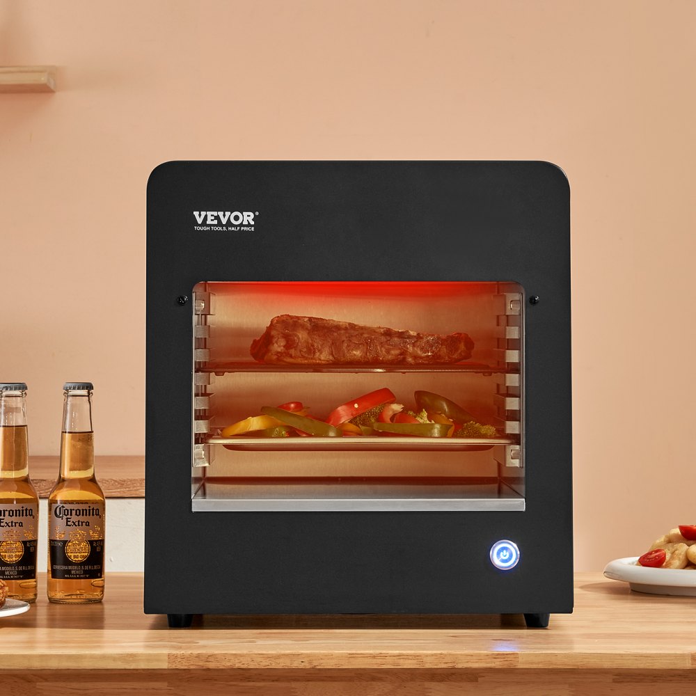 VEVOR Electric Steak Grill, 1800W Smokeless Infrared Electric Broiler, 1450°F Stainless Steel Steak Cooker with 6-Tier Adjustable Rack, Electric Infrared Grill for BBQ, Toast, Grill, Indoor