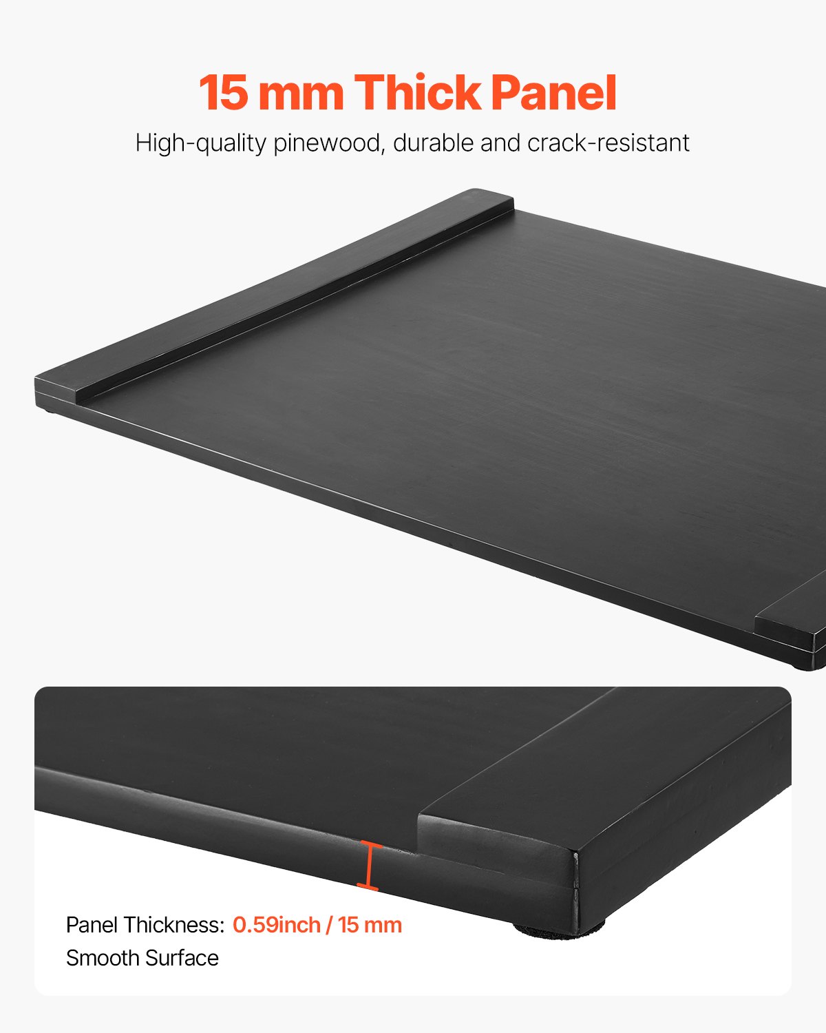 VEVOR Noodle Board Stove Cover, Stove Top Covers for Gas Burners & Electric Stove, Pine Wood Cutting Board with Built-in Handles, RV Stovetop Cover/ Kitchen Sink Cover for Counter Space & Tray, Black