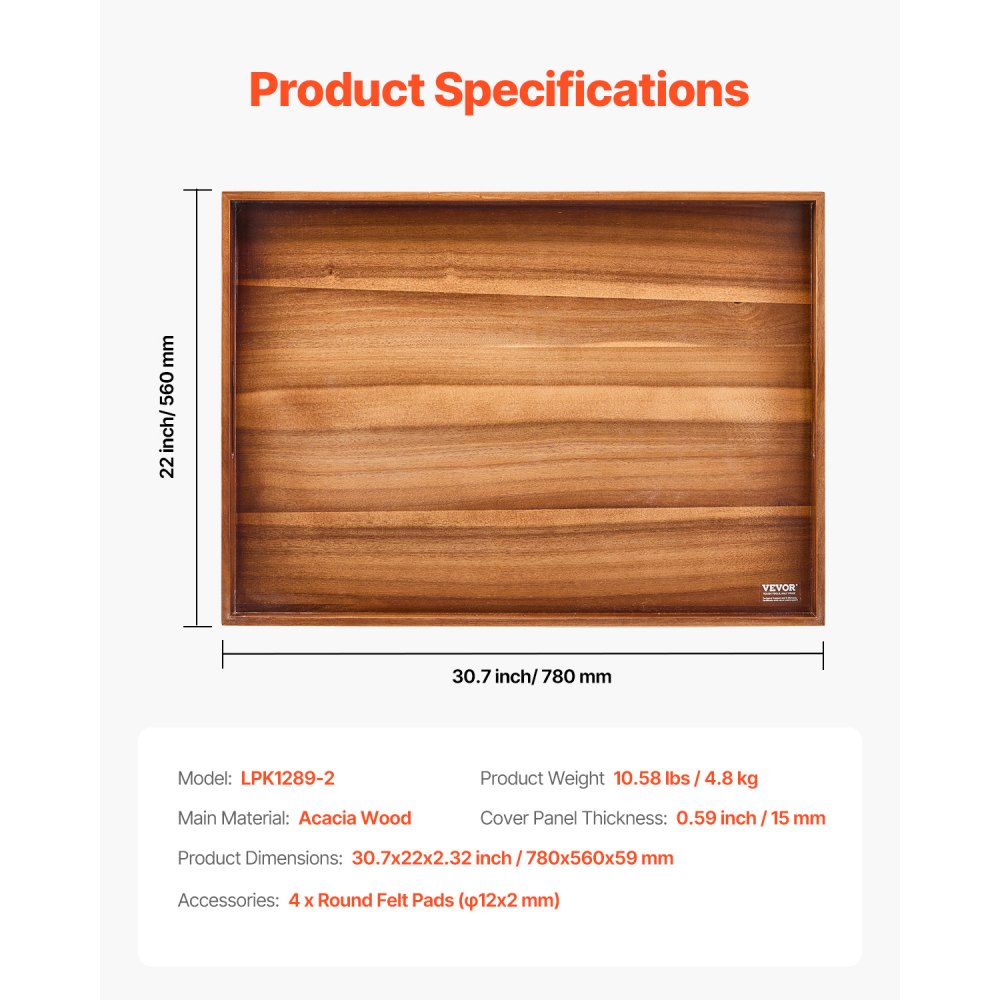 VEVOR Noodle Board Stove Cover, Stove Top Cover Board for Gas Burner & Electric Stove, Acacia Wood Cutting Board with Built-in Handles, RV Stovetop Cover/ Kitchen Sink Cover for Counter Space & Tray