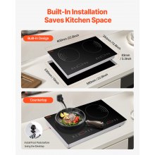 VEVOR 1800W 2 Burner Induction Cooktop Electric Countertop Burner Touch Control