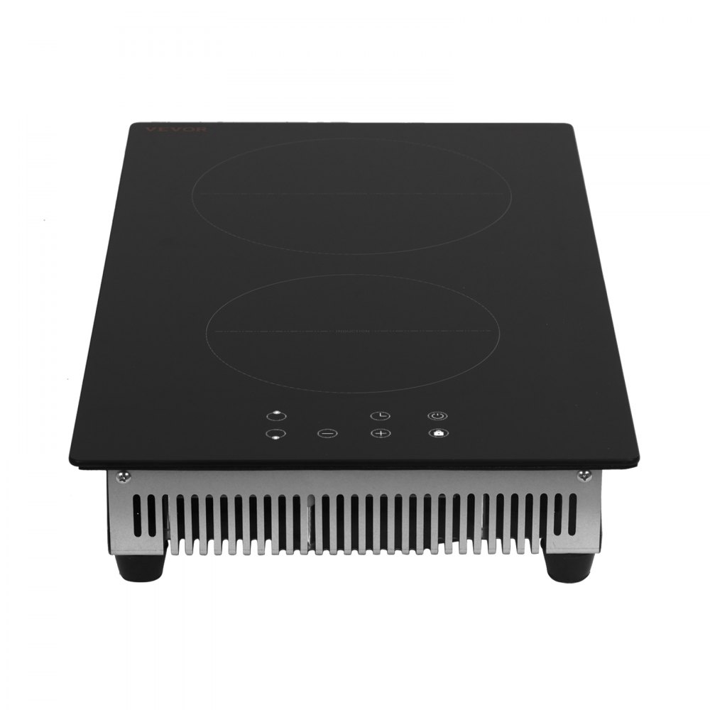 VEVOR Induction Cooktop, 3400W Electric Countertop Burner, 2 Burner Touch Control Stove, Built-in Induction Cooktop with 9 Power Settings, Child Safety Lock, Timer, Glass Surface
